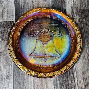 Vtg Indiana Glass Plate Bicentennial 1776-1976 Liberty Bell Commemorative