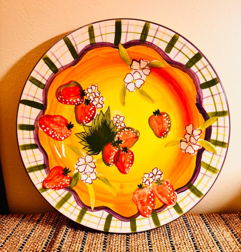 Strwbery Plates Tabletops Gallery “stawberry” Dinner Plate - Etsy