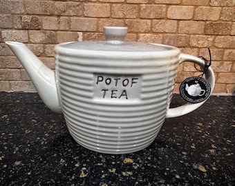 Vintage the Old Pottery Company White Ceramic Glaze Teapot in