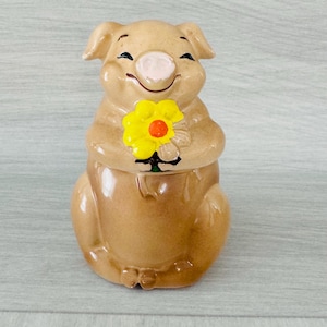 Vintage Pig Ceramic Toothpick Holder - Vintage Ceramic Pig