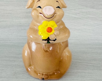 Vintage Pig Ceramic Toothpick Holder - Vintage Ceramic Pig