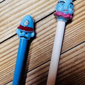 Vintage Pencil Toppers - set of two with pencils