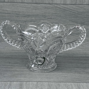 Imperial Glass Scalloped Sawtooth Double Handle Sugar Bowl