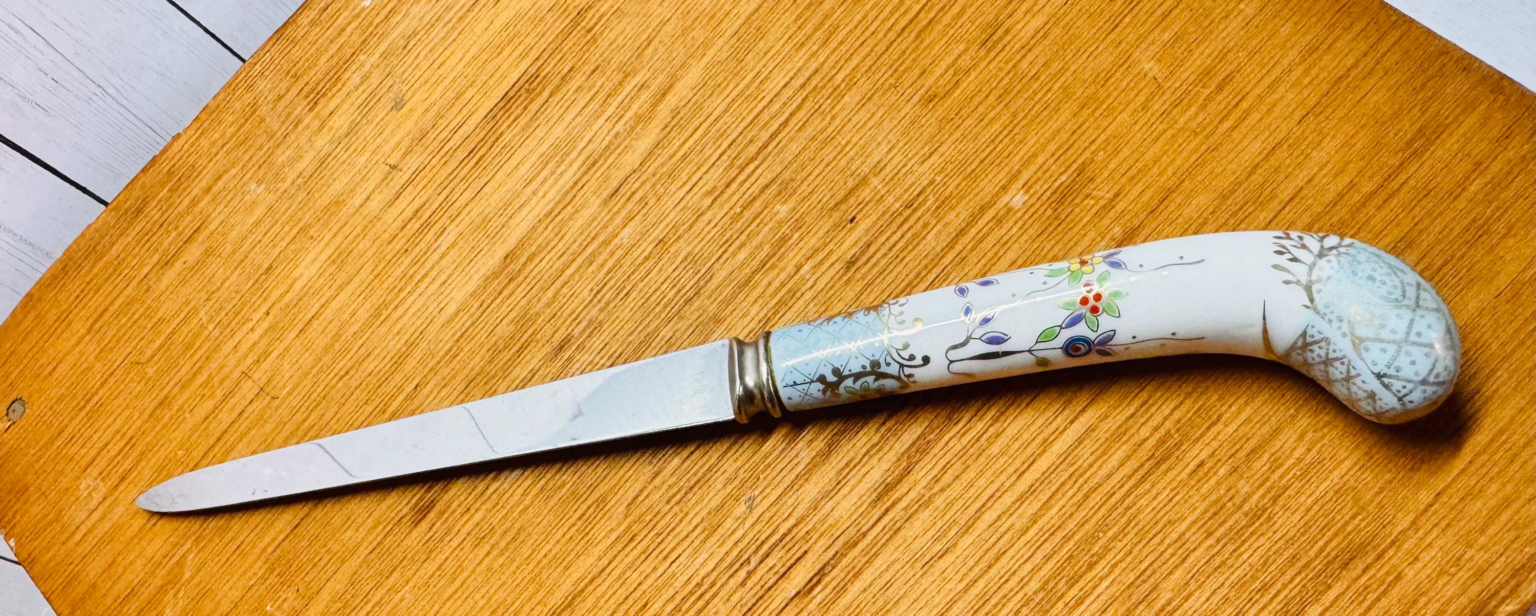 Vintage House of Prill Sheffield Knife - Porcelain, ENGLAND Handle
