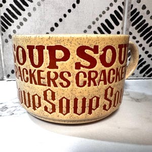 Soup and Crackers bowl/mug made in Japan tan pre owned VINTAGE
