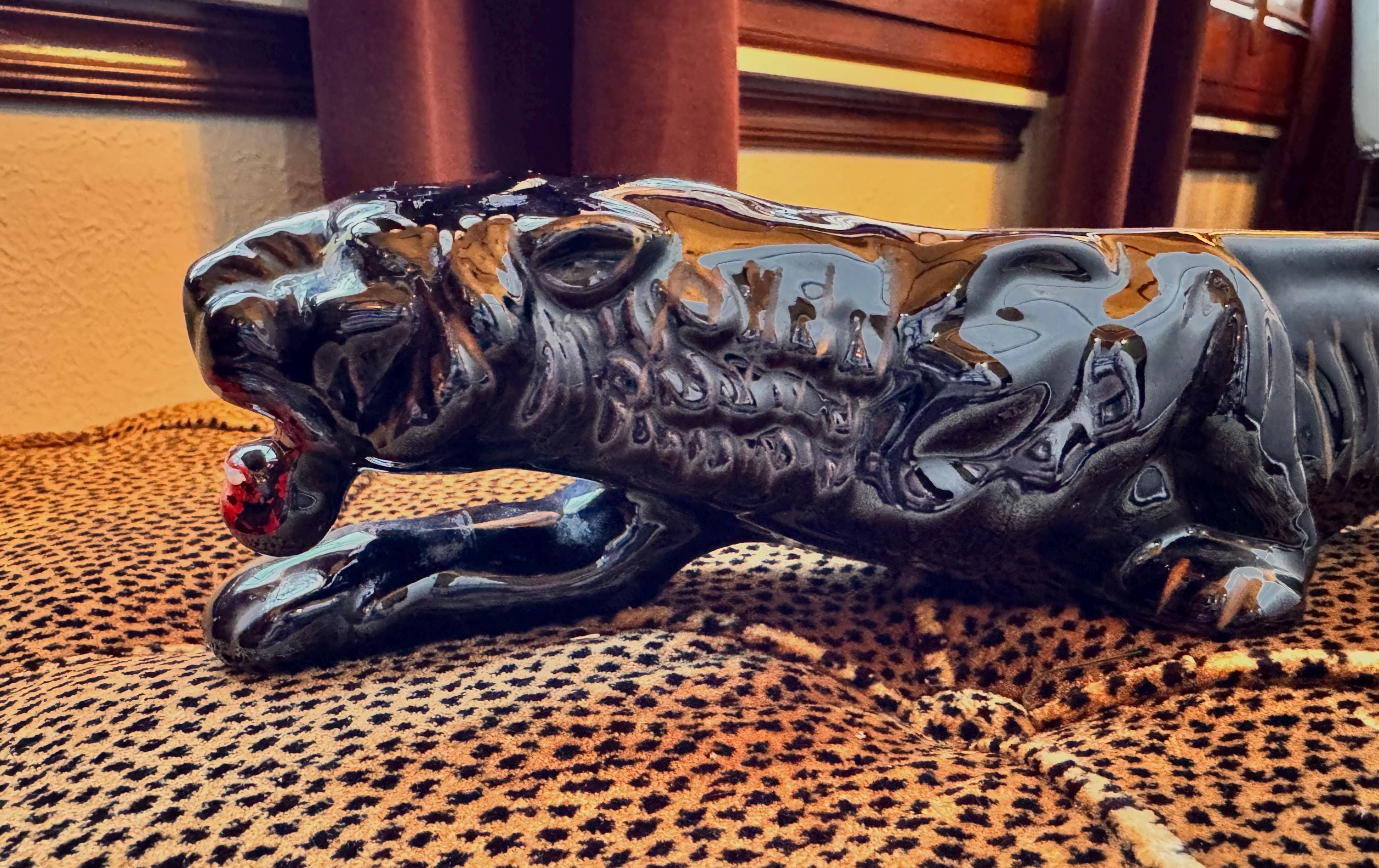 Vintage Black Ceramic Panther - Etsy