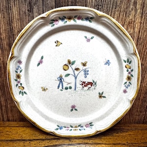 Vintage International Heartland Stoneware Salad Plate 7 5/8&quot;  Farm Cow Country