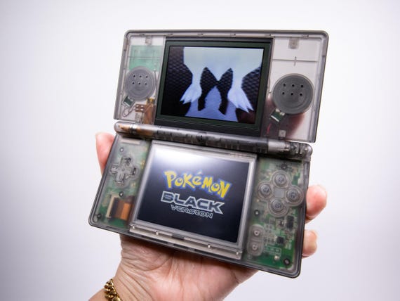 Refurbished Nintendo DS Lite – Clear Black Shell – New Screens +