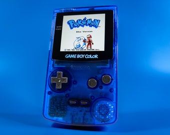 Clear Blue Gameboy Color Custom Modded - Backlit Screen, Brightness Control, Improved Audio, and UPGRADES AVAILABLE!
