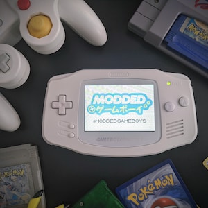 Custom Modded GameBoy Advance  Pure White - New Backlit Screen, Shell, Buttons, Screen Lens, and more!