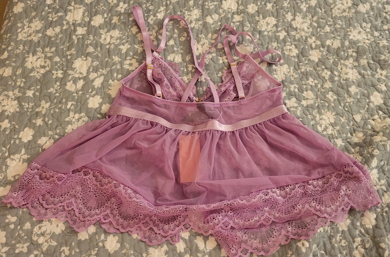 Mentionables Babydoll Lingerie Mesh See-thru Purple XS - Etsy Australia