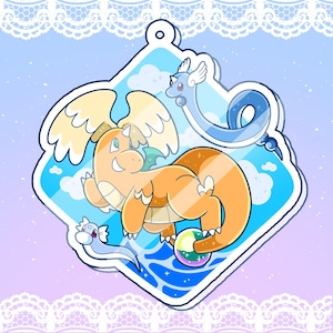 4&quot; Mega Dragonite Glitter Epoxy Keychain PREORDER. Preorder ends AUGUST 31ST!!