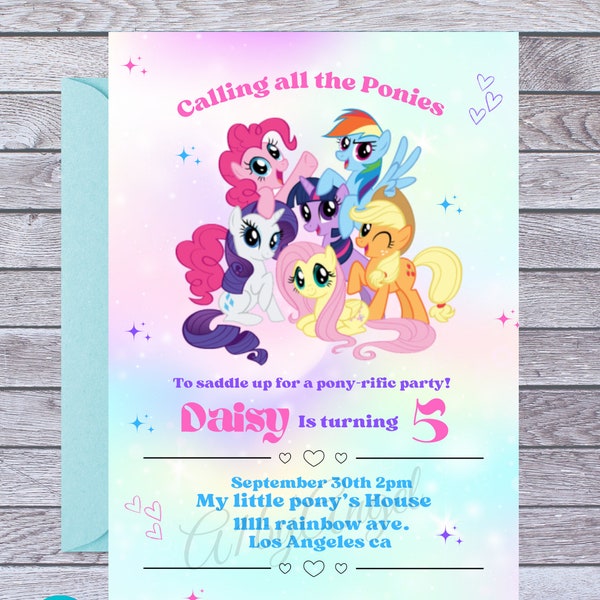 My little pony birthday invitation, editable my little pony birthday invitation, my little pony