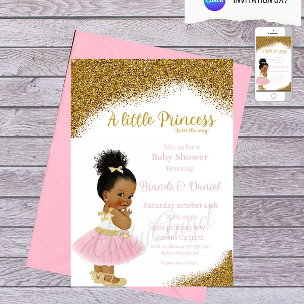 Editable royal princess baby shower invitation, royal little princess, editable princess invitation, A princess is on the way