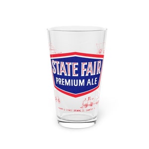 F & S State Fair Beer PINT GLASS, Fuhrmann und Schmidt Brewing Co. Premium Ale, Shamokin PA Pennsylvania. Retro 1960er Jahre Kunst.