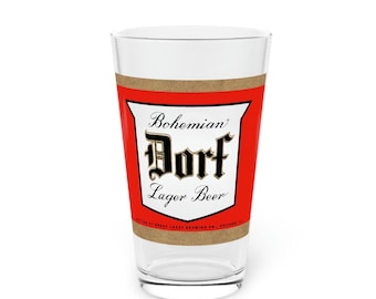 GREAT LAKES BREWING Bohemian Dorf Pint Glass, Schoenhofen-Edelweiss Co, Chicago Il ~ Retro Beer Art