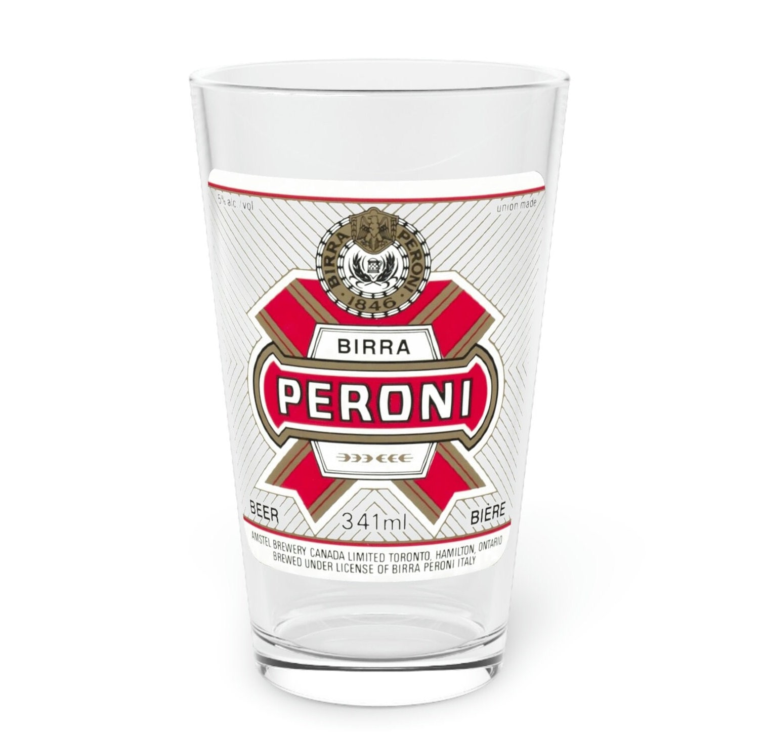 Birra Peroni Biere, Pint Bar Beer Glass, Toronto, Hamilton, Ontario, Canada  