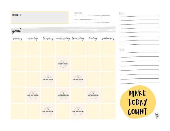 Blank Calendar Template - Etsy