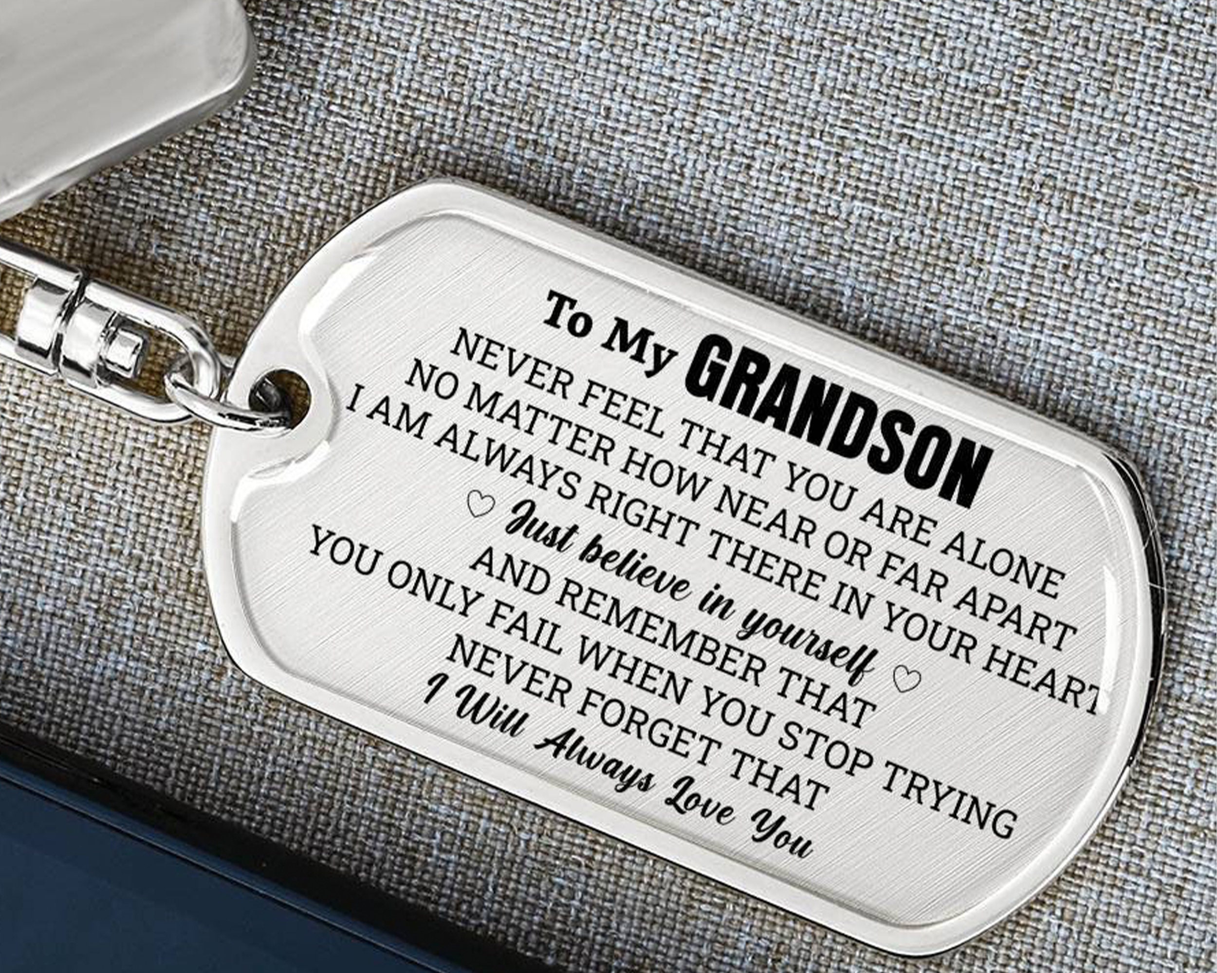 To My Grandson Keychain, Gift for Grandson, Grandson Gift From