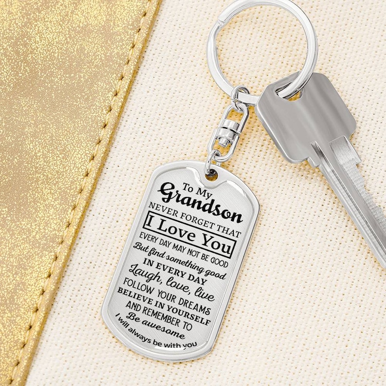 To My Grandson Keychain, Gift for Grandson, Grandson Gift From