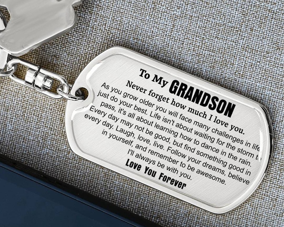 To My Grandson Keychain, Gift for Grandson, Grandson Gift From