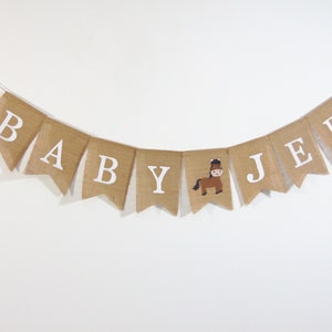 Custom Horse Baby Banner, Farmland Baby Shower Decorations, Horse Shower Banner, Baby Shower Burlap Banner, Personalized Baby Banner