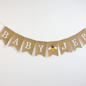 Custom Bee Banner, Bee Baby Shower Decorations, Bumble Bee Party Banner, Baby Shower Burlap Banner, Personalized Name Banner