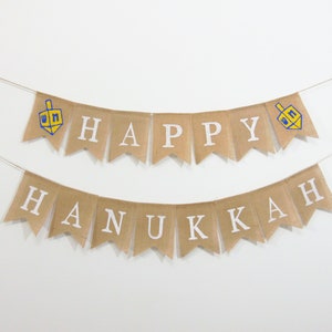 Happy Hanukkah Banner, Dreidel Banner, Hanukkah Decor, Hanukkah garland, Burlap banner, Holiday Decor, Hanukkah Sign, Hanukkah Banner