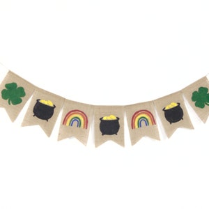 St. Patricks Day-decor, banner pot met goud, regenboogbanner, St. Patricks Day-banner, klaverbanner, Shramrock-banner, klaverslinger