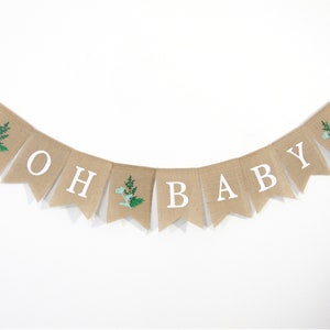 Greenery Baby Shower Banner, Greenery Shower Decoration, Baby Shower Burlap Banner, Oh Baby Burlap Banner, Gender Neutral baby Shower Decor