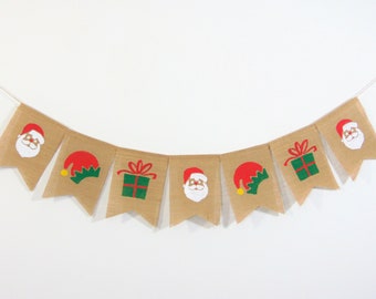Christmas Decor Banner, Christmas Bunting, Christmas Decor, Holiday Decor, Burlap Bunting Garland, Christmas Decorations