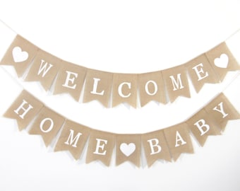 Welcome Home Baby Banner, Burlap Baby Banner, Baby Shower Decorations, Baby Shower Burlap Banner, Custom Personalized Welcome Home Banner