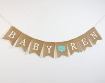 Custom Succulent Baby Banner, Flower Baby Shower Decorations, Floral Shower Banner, Baby Shower Burlap Banner, Personalized Baby Name Banner
