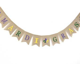 Mardi Gras Burlap Banner, Mardi Gras decoartions, Mardi Gras party decorations, mardi gras burlap banner, mardi gras banner, Mardi Gras