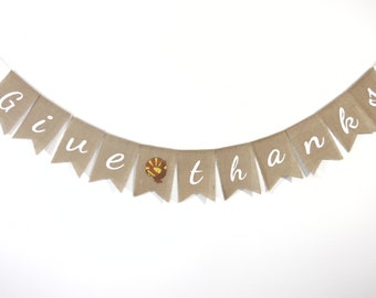Give Thanks Burlap Banner, Thanksgiving Decorations, Turkey Banner, Give Thanks Banner, Fall Banner, Thanksgiving Burlap Banner, Fall Decor