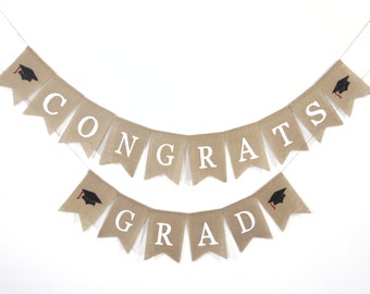 Graduation Burlap Banner, Congrats Grad Banner, Congrats Banner, Graduation Banner, Graduation Decor, Class of 2023, Congratulations Banner