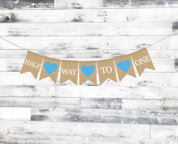 „Half Way To One“ Banner – Baby 6 Monate Geburtstagsdekoration, Glitzer, Fertig Montiert
