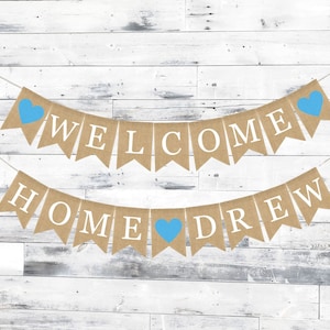 Banner de bienvenida para bebé, Banner de arpillera para bebé, Decoraciones para baby shower, Banner de arpillera para baby shower, Banner de bienvenida personalizado