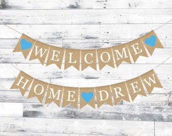 Welcome Home Baby Banner, Burlap Baby Banner, Baby Shower Decorations, Baby Shower Burlap Banner, Custom Personalized Welcome Home Banner