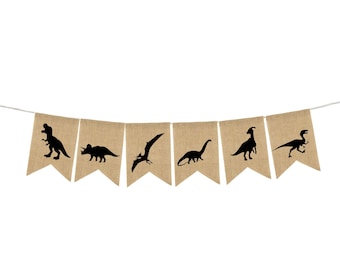 Dinosaur Burlap Banner, Personalized Dinosaur Banner, Dinosaur Birthday Banner, Dino Banner, Room Decor, Silhouette Banner, Dino Party Decor