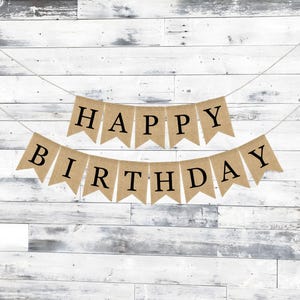 Custom Birthday Banner, Happy Birthday Burlap Banner, Happy Birthday Bunting, Rustic Birthday Decorations, Birthday Party Banner with Name