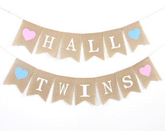 Twins Baby Shower Banner, Twins Bunting, Twice Blessed Banner, Twins Baby Shower Decorations, Twin Girls, Twin Boys, Twins Gender Reveal