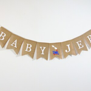 Custom Train Banner, Train Birthday Decor, Train Baby Shower Banner, Baby Shower Burlap Banner, Personalized Baby Name Banner