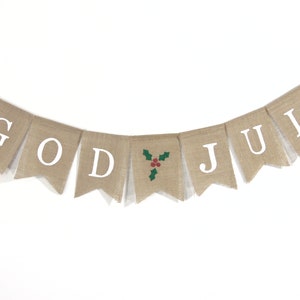 God Jul Banner, Swedish Christmas Decorations, Scandinavian Christmas, Norwegian Holiday Decorations, Christmas Nordic Banner
