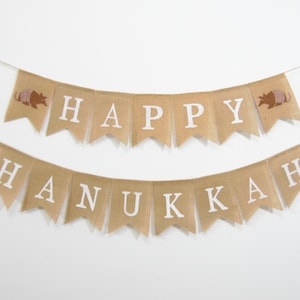 Happy Hanukkah Banner, Armadillo Banner, Hanukkah Decor, Hanukkah garland, Burlap banner, Holiday Decor, Hanukkah Sign, Hanukkah Banner