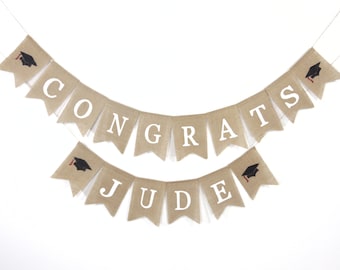 Custom Graduation Burlap Banner, Congrats Grad Banner, Congrats Banner, Graduation Banner, Graduation Decor, Class of 2025, Congratulations