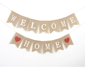 Welcome Home militaire banner, Welcome Home decoraties, Welcome Home jute banner, Welcome Home banner, Welcome Home jute vlag