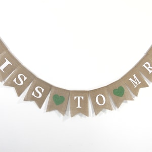 Miss to Mrs Burlap Banner, Heart Bridal Shower Decorations, Bridal Shower Banner, Bridal Shower Decor, Miss to Mrs Banner Sign