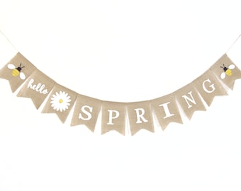 Hello Spring Banner, Spring Decorations, Spring Easter Decor, Burlap Bunting, Easter Decorations, Happy Easter, Happy Spring, Spring Decor