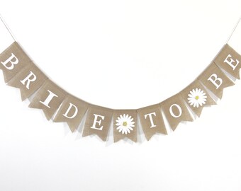 Bloemen banner bruid, vrijgezellenfeest decoraties, madeliefje decor bruids douche, decoraties verlovingsfeest, bloemen banner